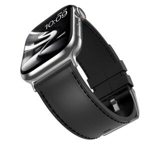 Black Leather Smartwatch Band